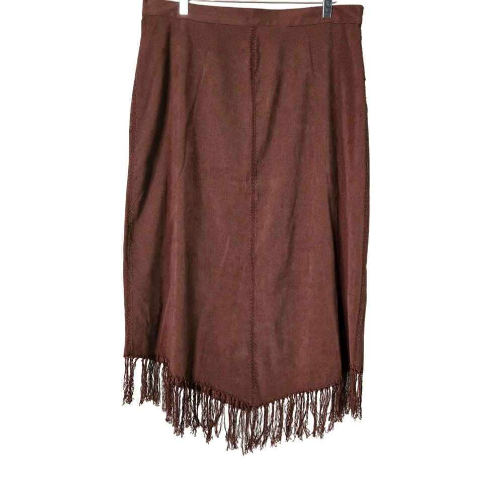 Canyon Road Skirt Womens XL Brown Western Fringe‎ Faux Suede Vintage